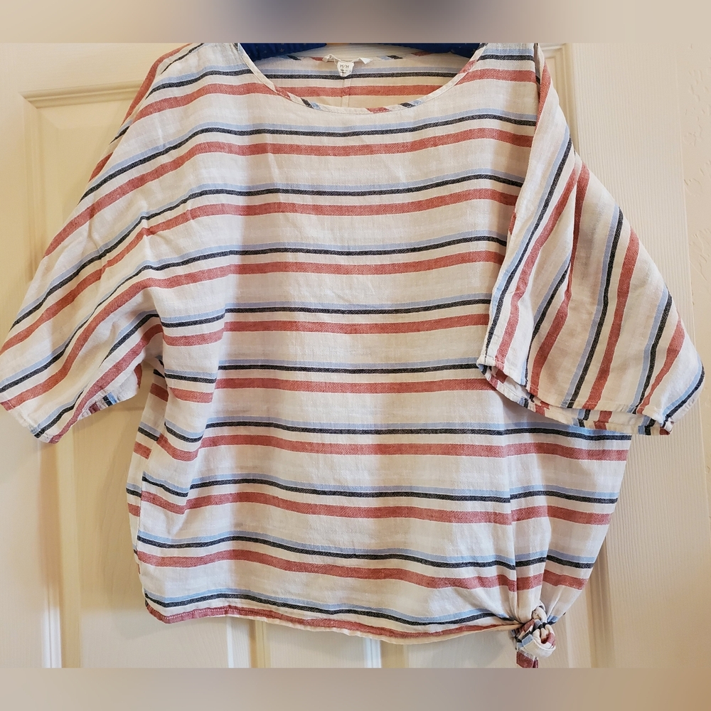 beachlunchlounge Collection Lightweight Linen Cotton Red/White/Blue Tunic MEDIUM